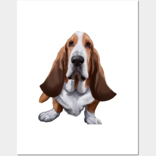 Cute Basset Hound Drawing Posters and Art